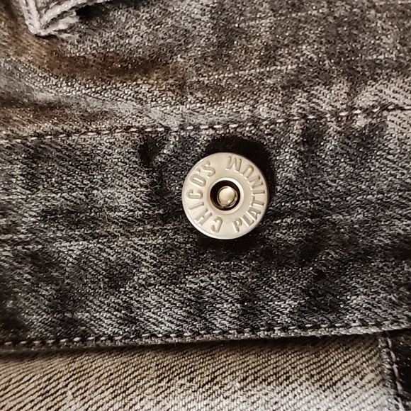 Chico's Platinum Black Jean Jacket Classic Size 2(12) - Picture 3 of 8